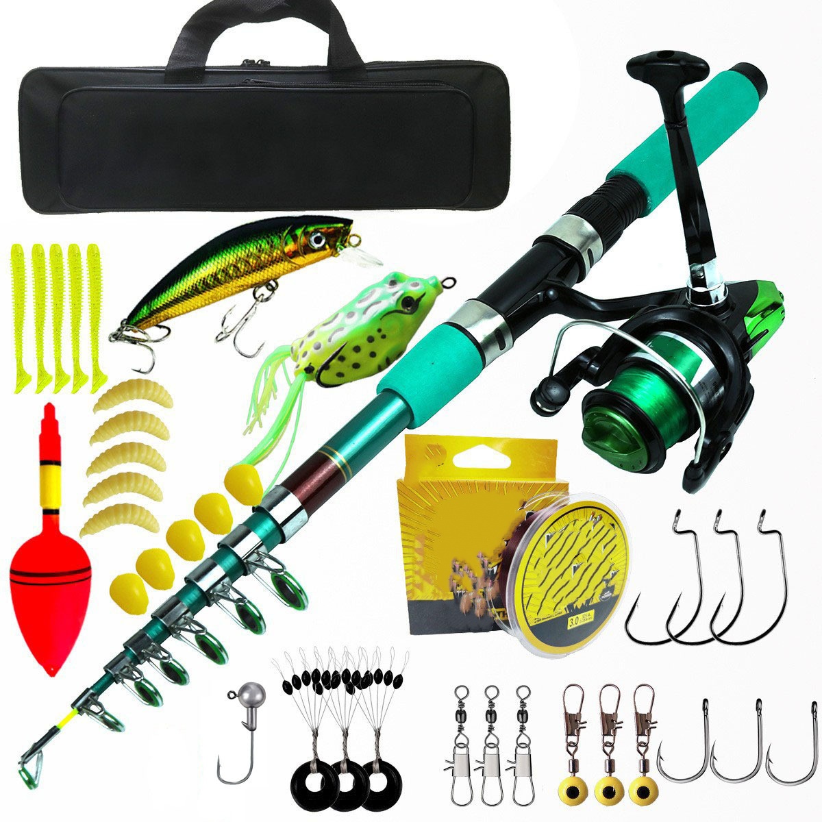 Fishing Rod Spinning - Draagbare ultralichte karper telescopische spinhengel-molen combo